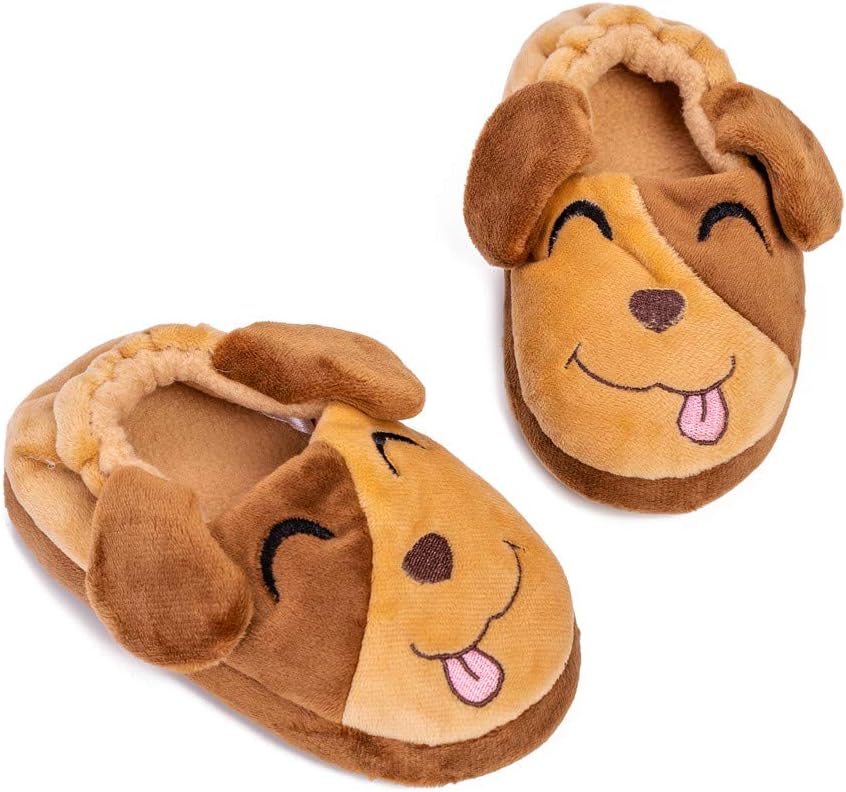 Csfry Toddler Boys Slippers Cartoon Cute Animals Plush Warm Home Shoes