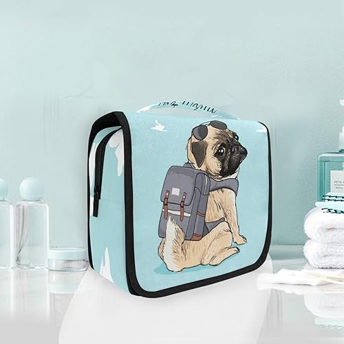 Miniatura 2 de ALAZA Neceser colgante multifunción cosmético estuche organizador portátil de maquillaje con gancho, Pug Dog