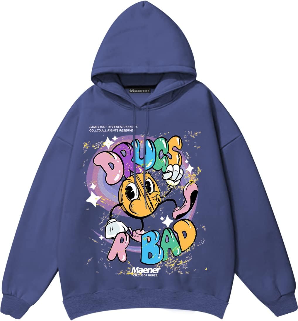 MaenerNovelty Hoodie Cartoon Graphic Hooded Sweatshirts Pullover Trendy Hip Hop Tops for Men Women Teens