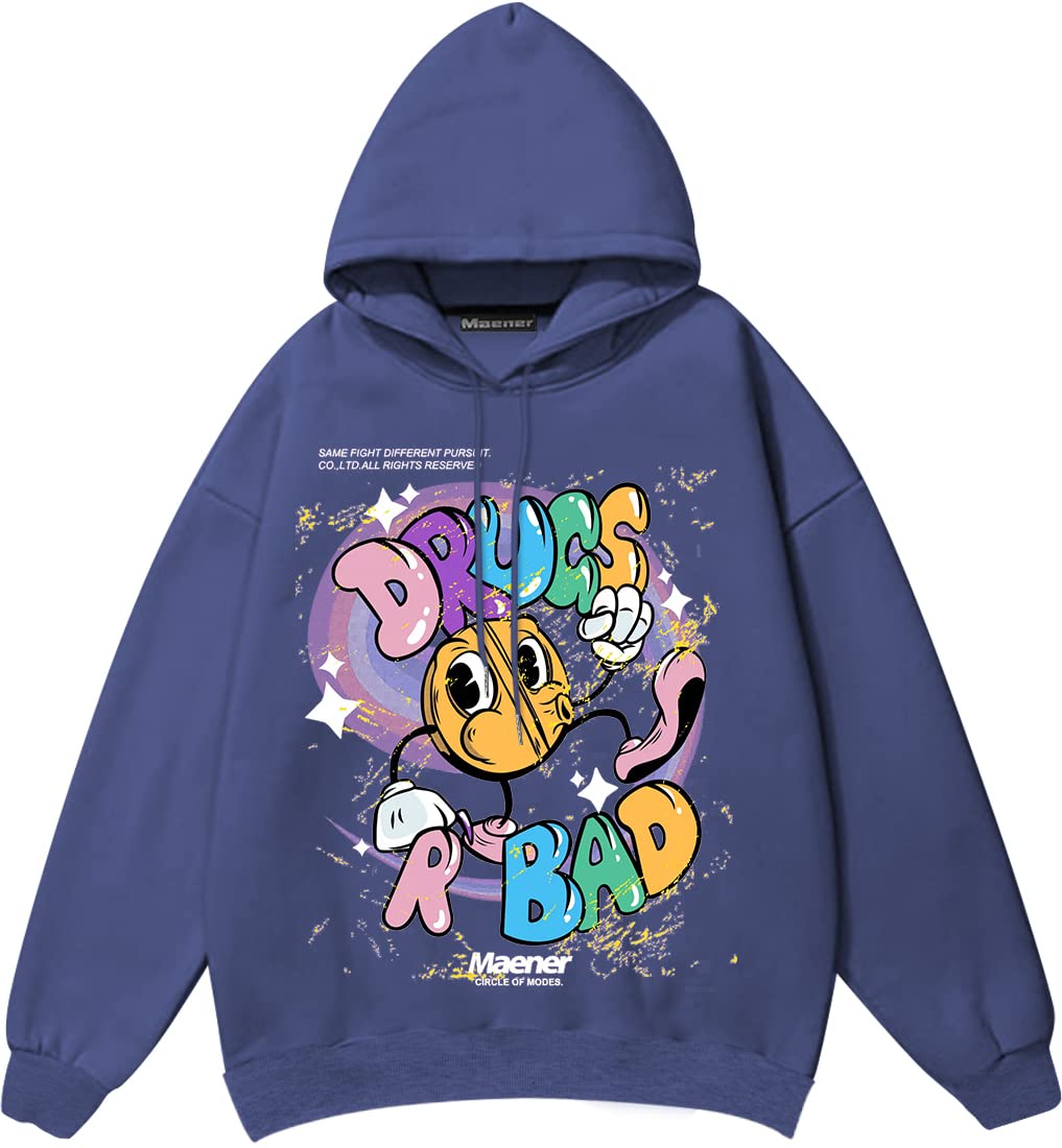 MaenerNovelty Hoodie Cartoon Graphic Hooded Sweatshirts Pullover Trendy Hip Hop Tops for Men Women Teens