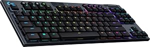 Logitech G G915 LIGHTSPEED TKL Wireless Mechanical Tenkeyless Gaming Keyboard, Low Profile, GL-Tactile Switches, LIGHTSYNC RGB, +40 Hours Battery Life, QWERTY US Layout – Black