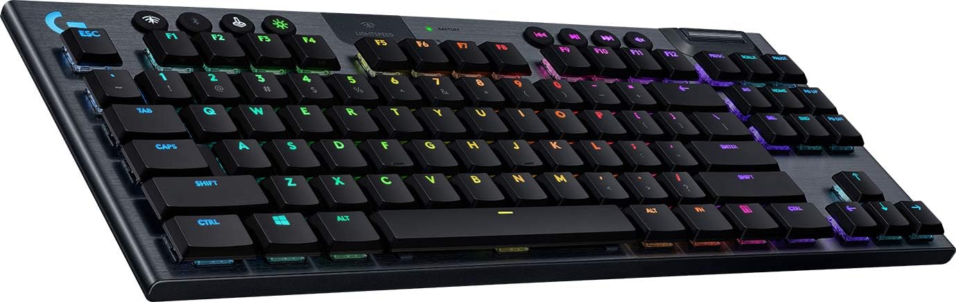 Logitech G915 Tkl Tenkeyless Lightspeed Wireless Rgb Mechanical Gaming Keyboard, Low Profile Switch Options, Lightsync Rgb, Advanced And Bluetooth Support - Us Tactile Black