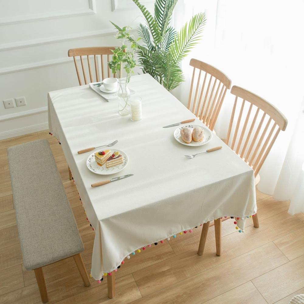 Manteles Mesa Antimanchas Resistente Al Desgaste para Bufé Fiesta Cena Boda Picnic y Más White 140 × 180cm