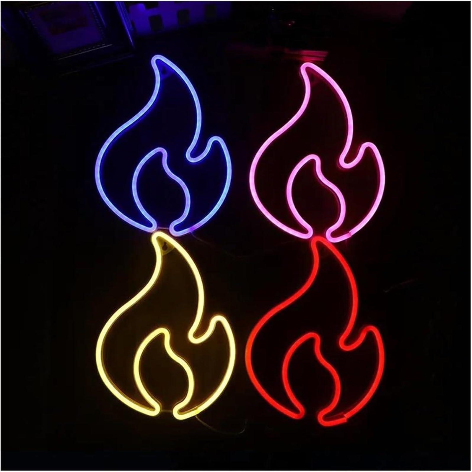 Lettere colorate, illuminazione interna, fiamma per insegna al neon, pannello luminoso per cameretta dei bambini(Giallo)