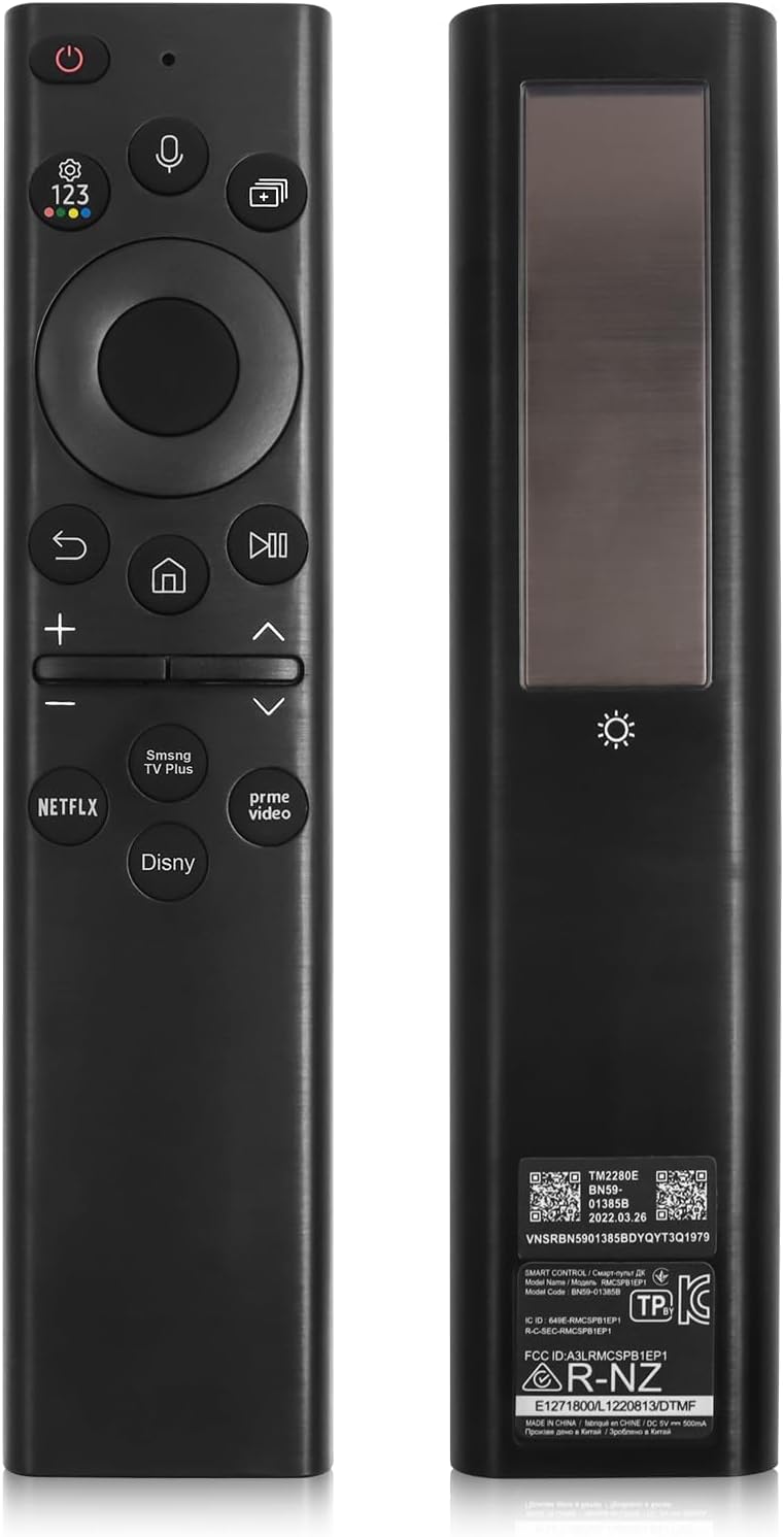 BN59-01385A Voice Replacement Remote Control for Samsung Smart Tvs 4k 8K Ultra HD Neo QLED OLED,The Frame and Crystal UHD Series 2021-2022 Models,Rechargeable Solar Cell and USB Type-C(Black)