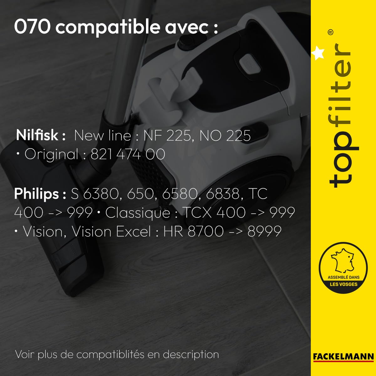 4 Sacs Aspirateur TopFilter Pour Philips/Rowenta - Non Tissé, Haute Filtration, 30x26cm