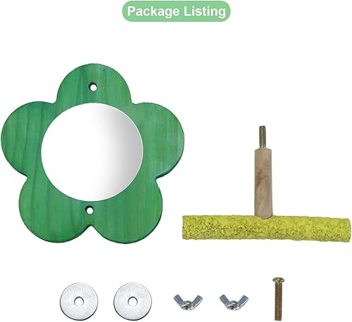 Miniatura 5 de Espejo de loro de pájaro con perca, columpio de madera natural, pico colorido de molienda de arena para loros pequeños, periquitos, cacatas,