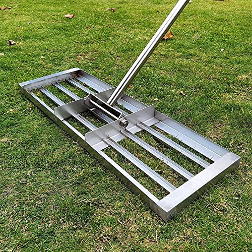 NVYAZJ Lawn Leveling Rake, Detachable Stainless Steel Leveler Tool with 20 * 10'' Flat Head Pole Length 145cm Stainless Steel Rods, Gardening Hand Tool Rake for Garden Golf Lawn