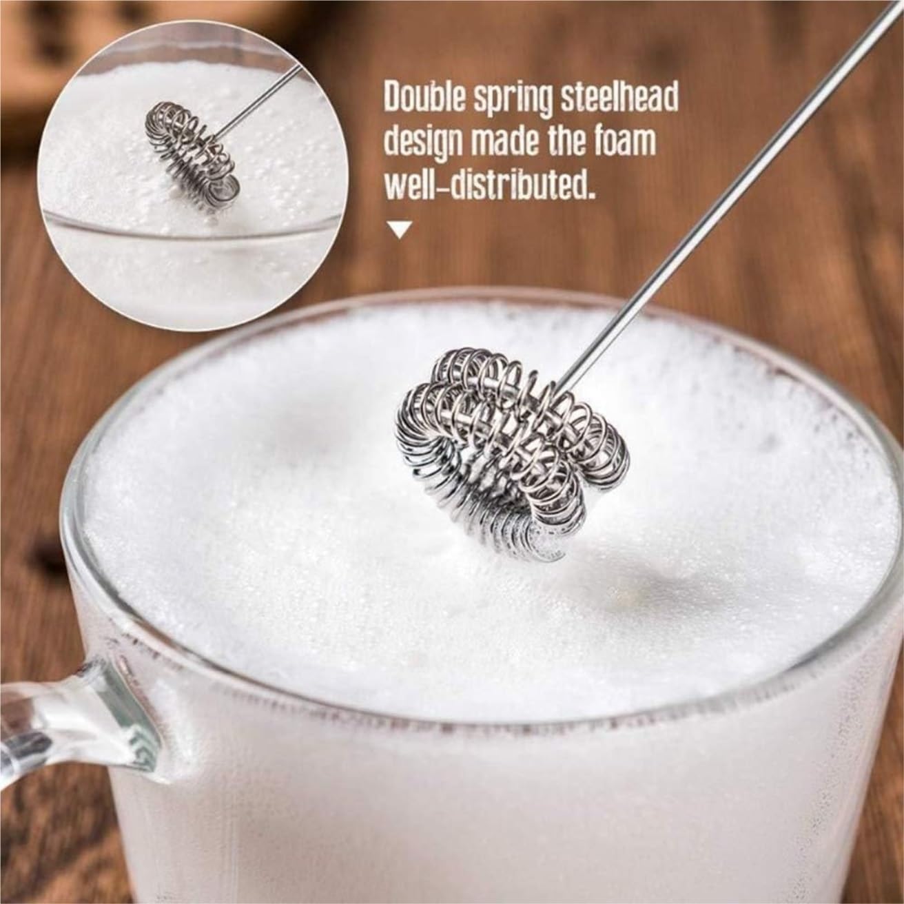 Espumador de Leche, Batidor Eléctrico De Mano Espumador De Leche De Acero Inoxidable Mezclador Agitador Herramienta De Cocina Bubbler Leche para Capuchino