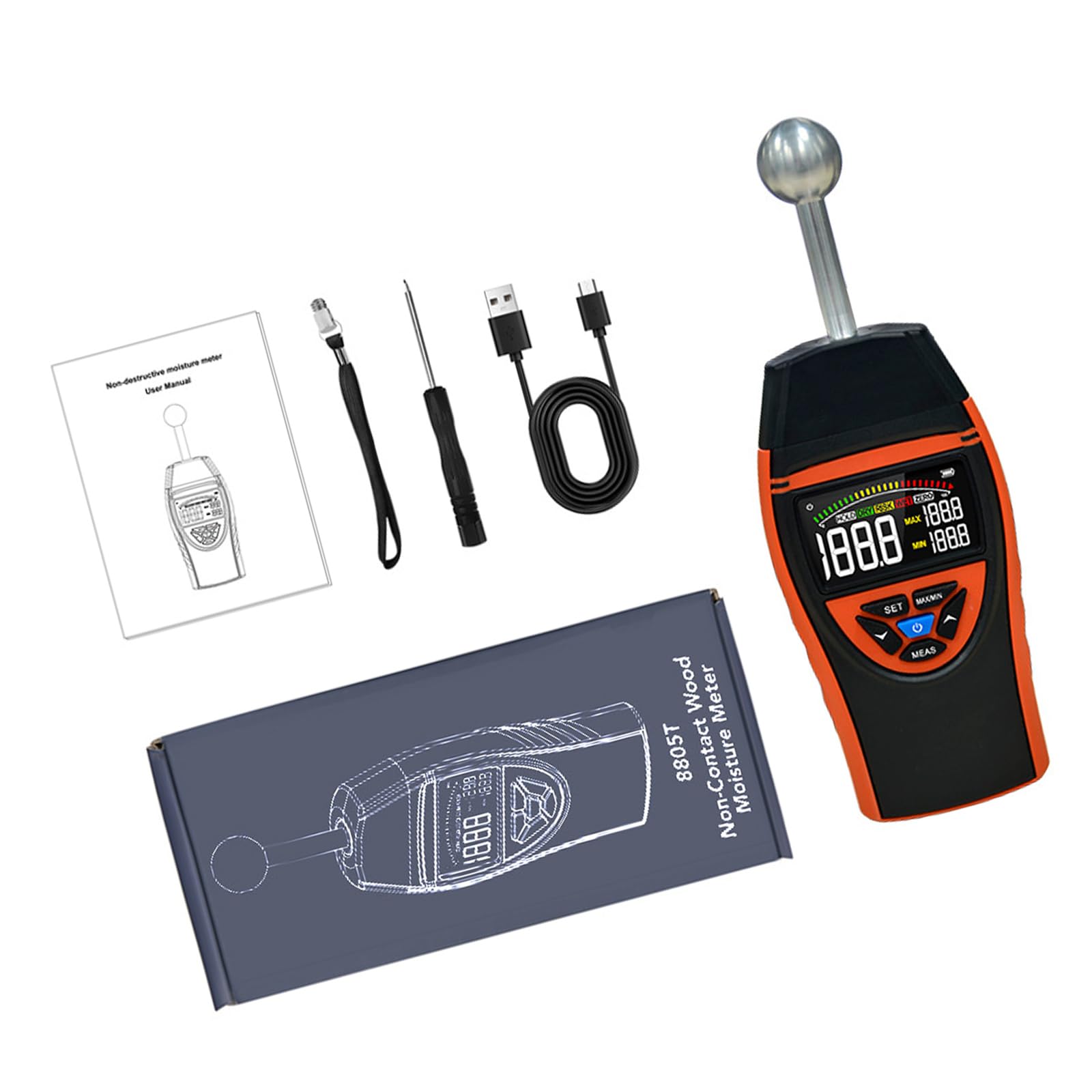 Sensitivity Humidity Tester Accurate Content in Masonry Wood Renovations High Accuracy Digital Meter for Wood Brick and Wall with Fast Readout LCD Display Portable Design