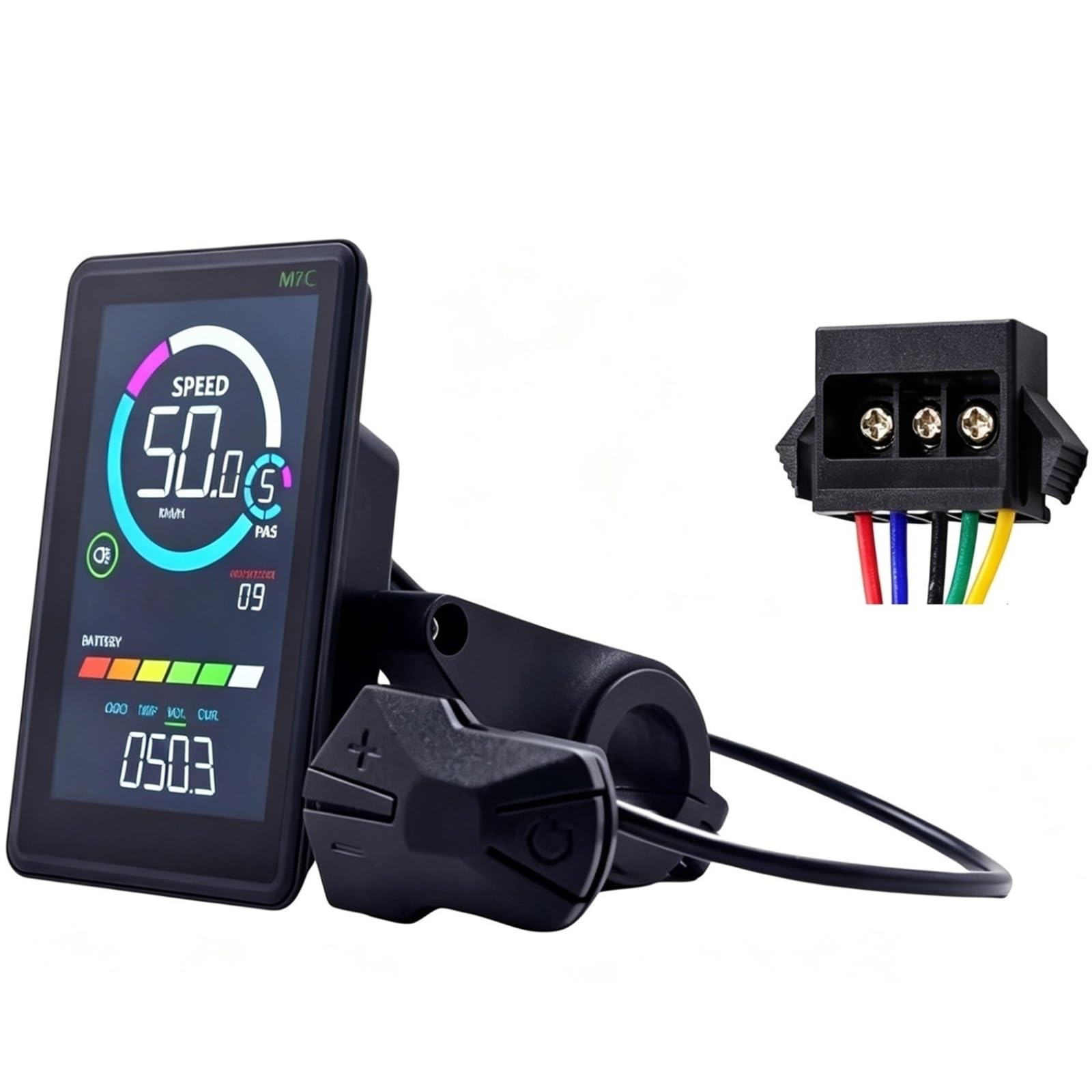 bdfndjnm M7C-2 UART2 E-bike Colour LCD Screen, 24V-60V Display Unit, USB Interface & Waterproof SM Connector(SM 6Pin)