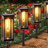 Amzxart Solar Pathway Lights Outdoor, 6 Pack Solar Lights Outdoor Waterproof IP65, Auto On/Off Pathw