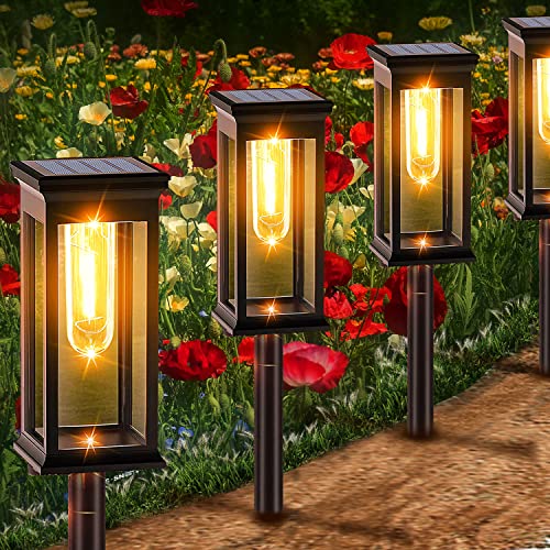 Amzxart Solar Pathway Lights Outdoor, 6 Pack Solar Lights Outdoor Waterproof Ip65, Auto On/Off Pathway Lights Solar Powered Garden Lights For Walkway Yard Backyard Lawn Landscape Lighting Decorative #TOP28