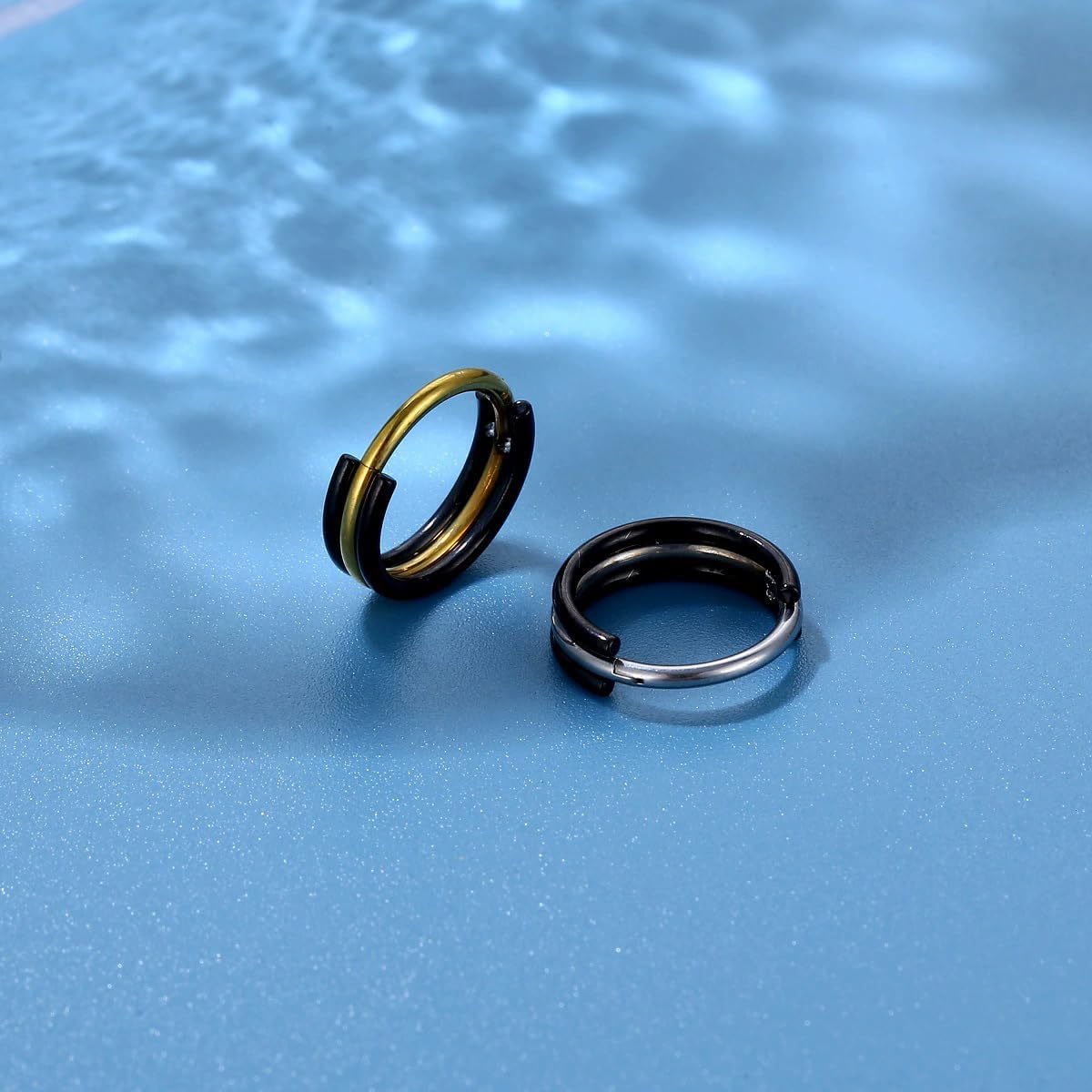 16G G23 Titanium Nose Septum Rings for Women Men Hypoallergenic Septum Jewelry Black Hoop Nose Rings Hinged Segment Hoops Conch Helix Cartilage Earrings Body Piercing Jewelry 8mm 10mm - Image 3