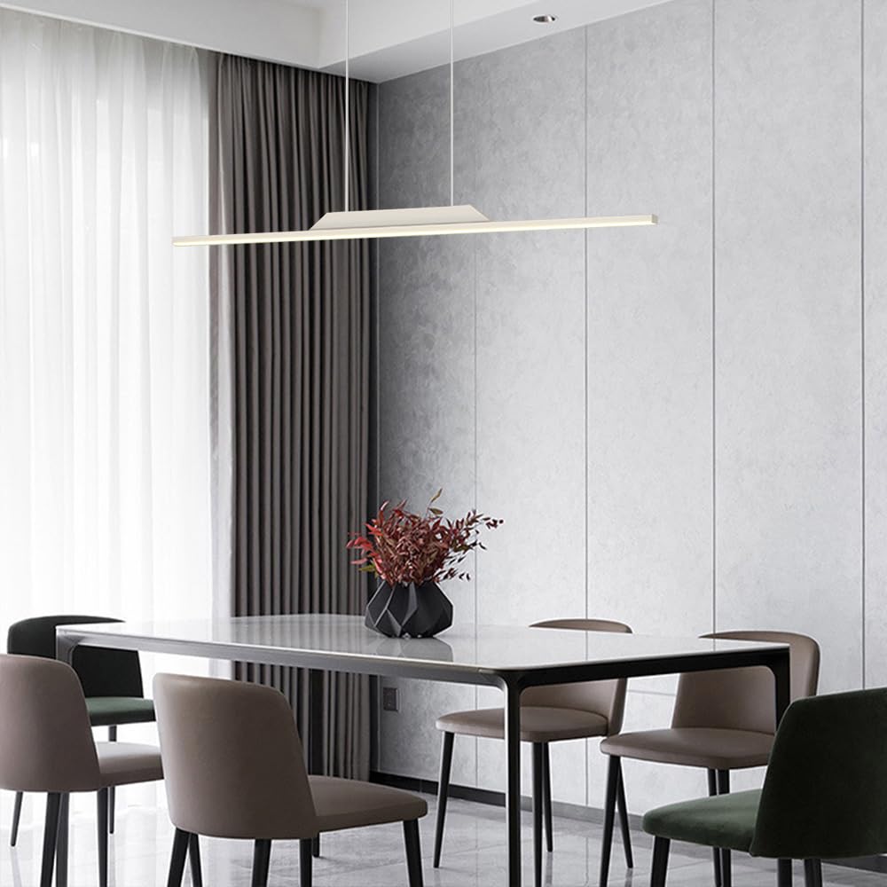 Ściemnialne liniowe światło wiszące Nowoczesne wiszące lampy sufitowe Kitchen Island Oprawa oświetleniowa o długich żyrandolach ze striptizem do stołu do jadalni Oświetlenie biurowe z pilotem