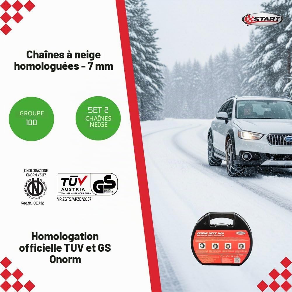 Jeu de 2 chaînes à neige - 7 mm - groupe 100