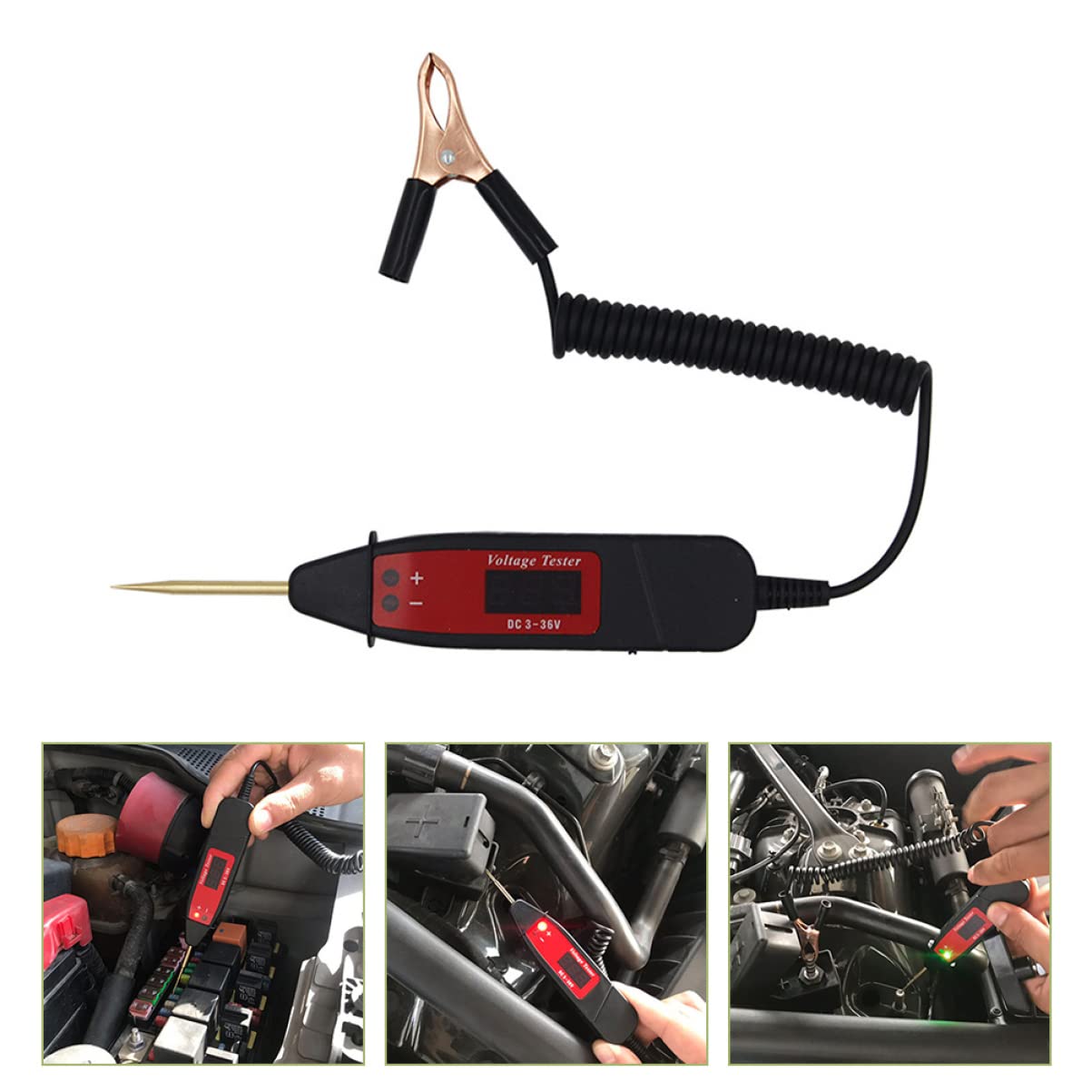 SOLUSTRE 4pièces Testeur De Circuit Numérique Lcd Pour Voiture Stylo Électrique De Détection De Tension Continuité Pour Système Électrique Automobile