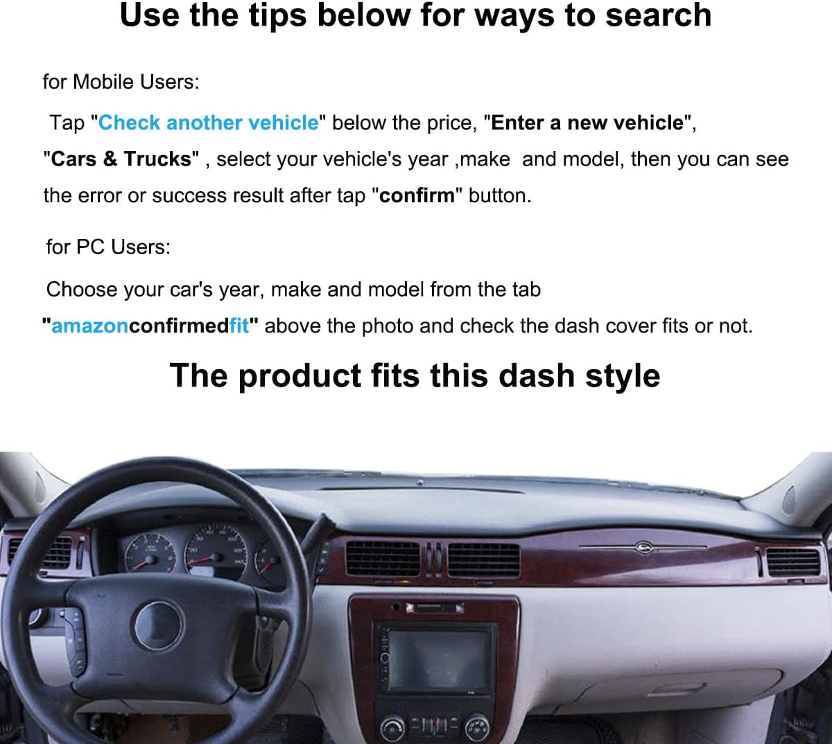 Yiz Dash Cover Mat Custom Fit for Chevy Chevrolet Impala 2006-2013,Impala Limited 2014-2016 Dashboard Cover Pad Carpet (Beige) J30