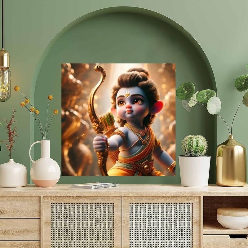 Image of British Terminal Cute little Bal Gopal Baby God Krishna| Kanha Ji | Laddu Lord Makhan Chor Painting Religious Poster for Pregnant Women for wall (matt thin vinyl,sticker,multicolor,unframed)| bj216