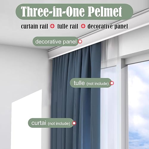 Miniatura 2 de ZSHINE Pista de cortina tres en uno doble rieles y cortina con cinturón de luz opcional personalizar la longitud para sala de estar dormitorio