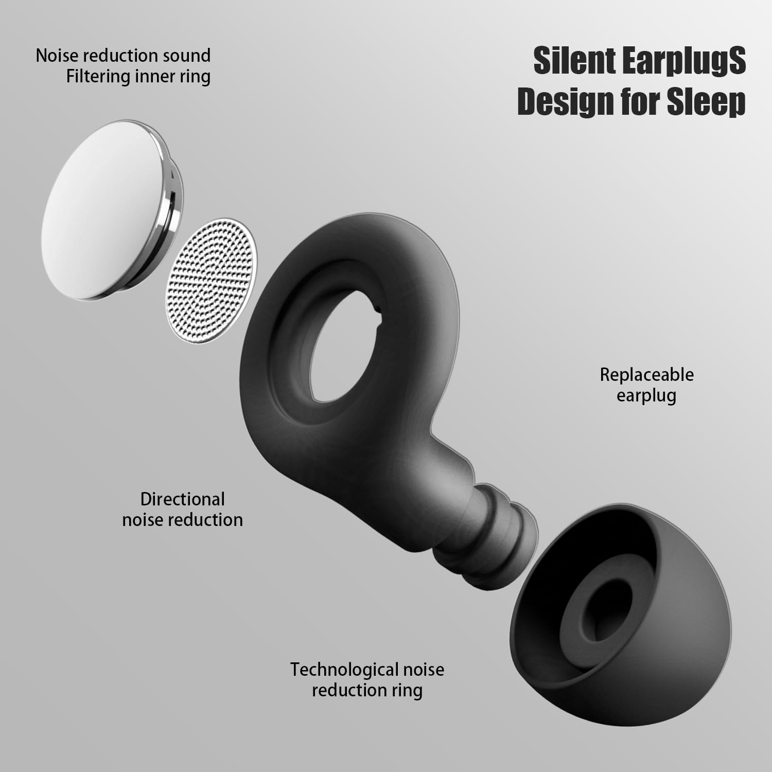 Tapones para los oídos para dormir con cancelación de ruido, perfectos tapones de silicona reutilizables de -27 dB para reducción de ruido, protección auditiva para enfoque, estudio, trabajo, sueño, 4
