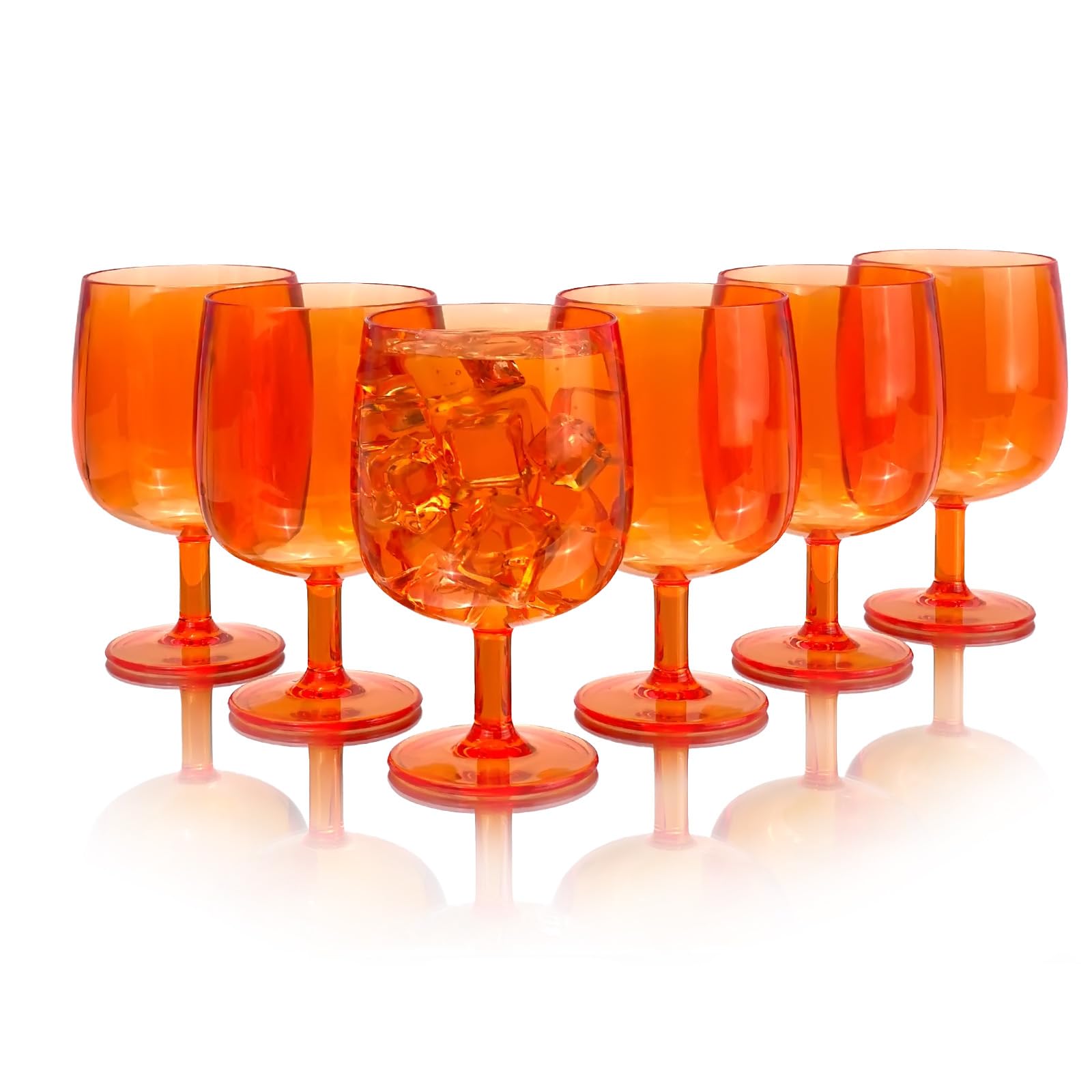 Yanglonghui 15 Ounce Plastic Wine Glasses Set of 6,Unbreakable Acrylic Wine Glasses,Reusable Colored Plastic Goblets Stackable,Dishwasher Safe Bpa Free Ideal for Parties (Orange, 12 Ounce)