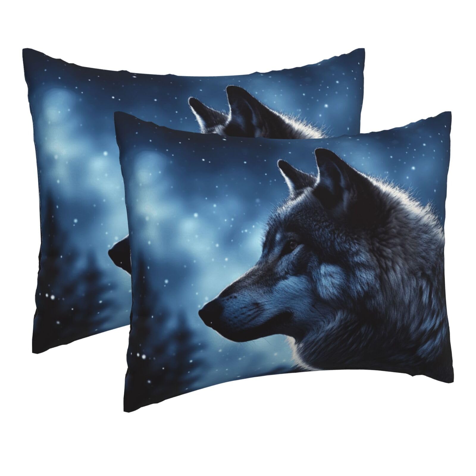2 Pack Pillow Cases with Hidden Zipper, Soft Breathable Pillow Covers for Hair and Skin, Lonely Wolf Pillowcases 16"x20" Bed Pillow Protectors Cover for Sleeping Gifts