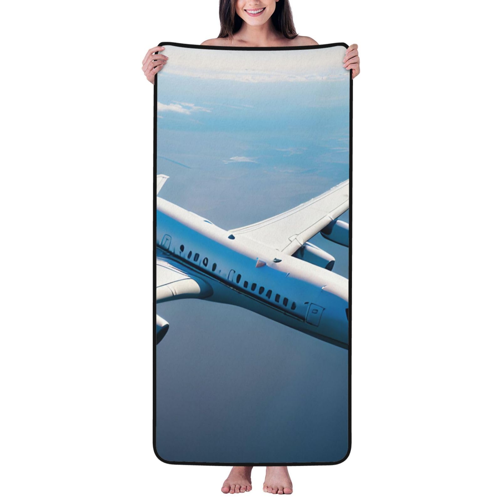 KPXXAQT Airplanes Print Coral Velvet Bath Towel Soft Absorbent Towels Home Vacation Or Summer Gifting