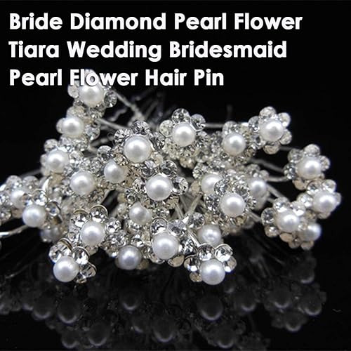 Miniatura 3 de AKOAK 40 piezas de tiara de flores de perlas de diamantes para novia, boda, dama de honor, perla, alfiler de pelo, delicado y elegante, horquilla de