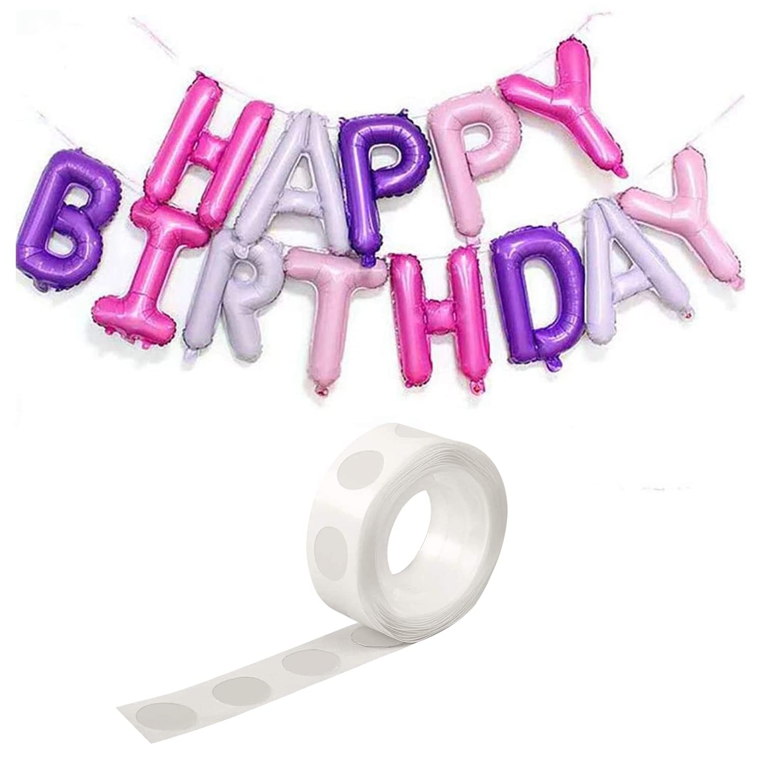 Party Propz Happy Birthday Pastel Foil Balloon Alphabet With Glue Dot for Decorations/Birthday Decoration Kit Items Combo Set/Ballon for Husband, Kids