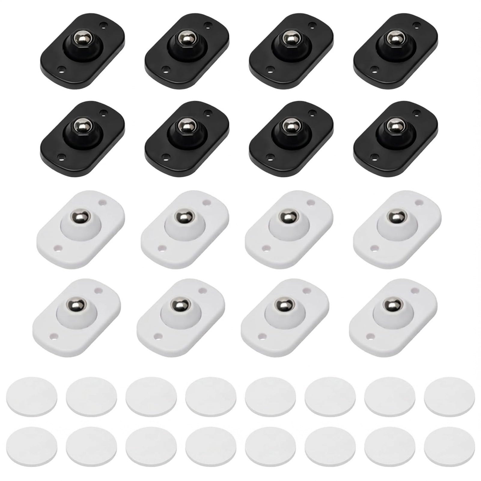 16 Stück Kugelrollen für Küchengeräte, Selbstklebende Mini Rollen Kugelrollen für Möbel 360° schwenkbare Klebbare Universalrad Rollen für Kaffeemaschine Mülltonnen Mülleimer DIY Weiß Schwarz