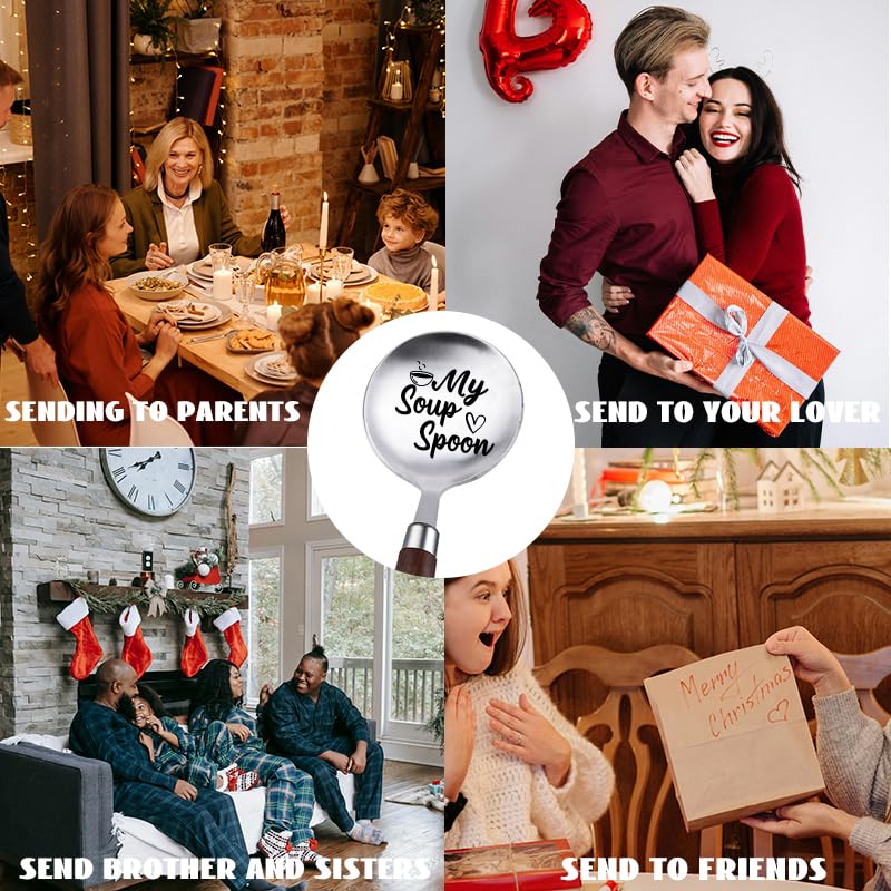 Son Husband Dad Birthday Gift for Boyfriend Soup Spoon Gifts for Mom Daughter Wife Christmas Gifts for Papa Wooden Handle Spoon Gifts for Sister Best Friend Frienship Gifts for Soup Lovers Gifts