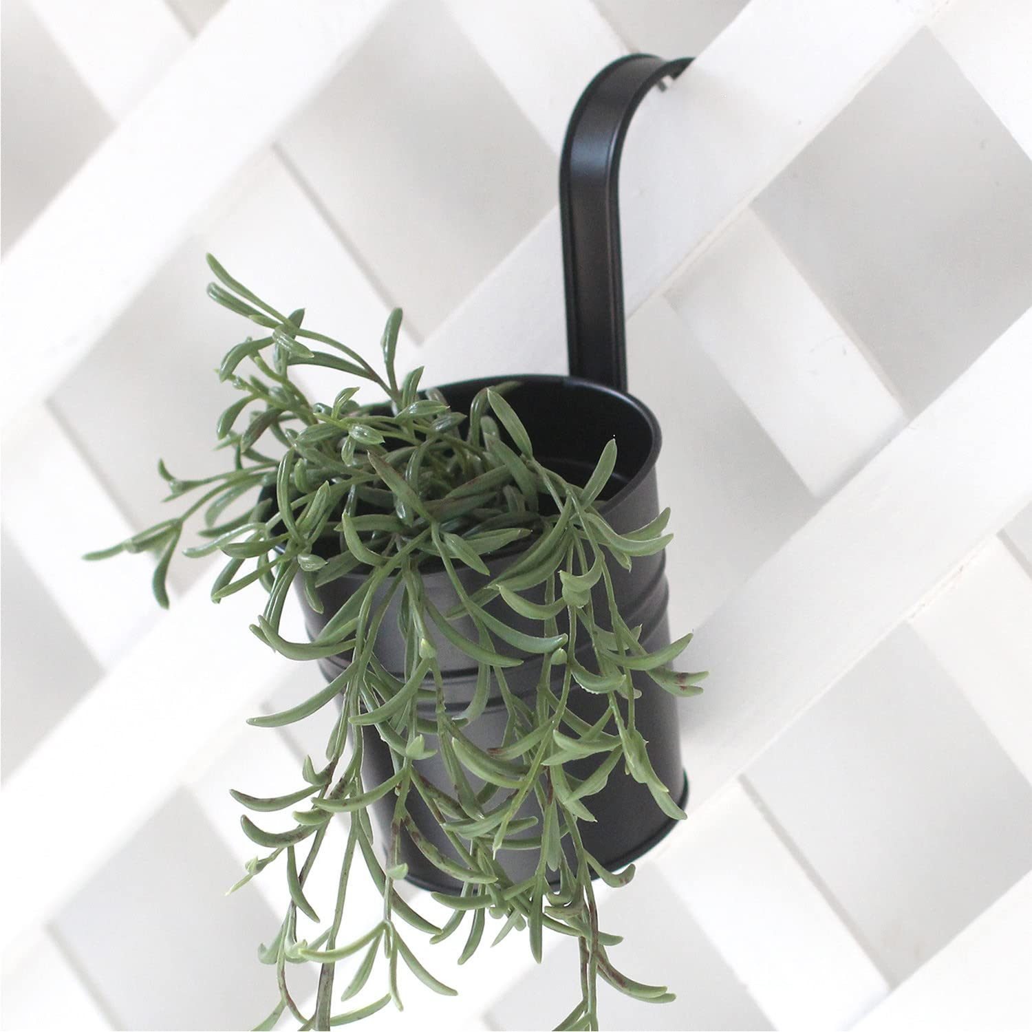 4 Pots De Fleurs Suspendus En Métal Noir - Vases à Plantes Avec Crochet Amovible, Trou De Drainage, Idéal Pour Balcons Et Jardins