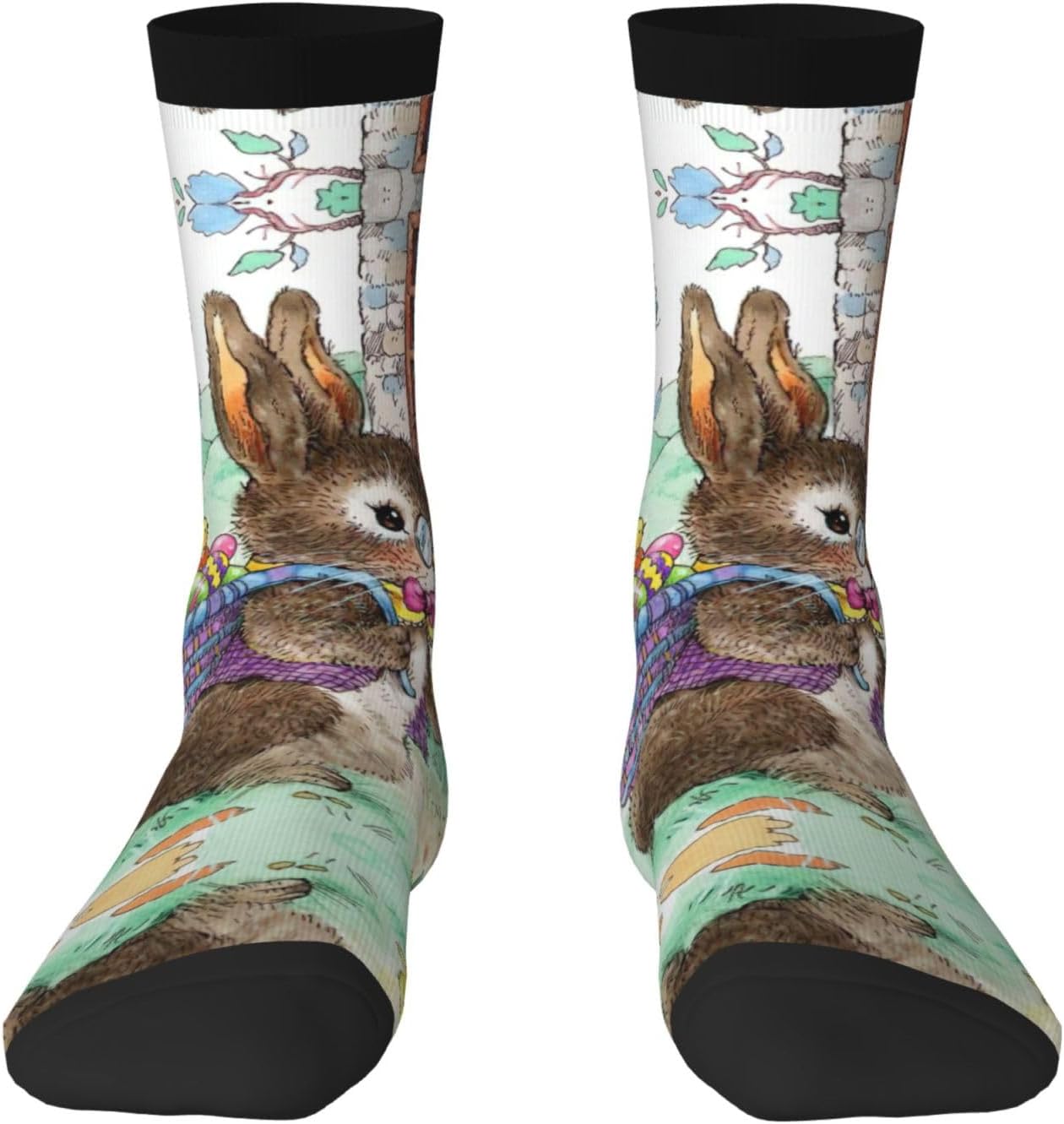 Easter Bunny Adult Socks Mid Crew Socks High Stretchy Moisture Wicking Daily Wear Outdoor Fitness Running