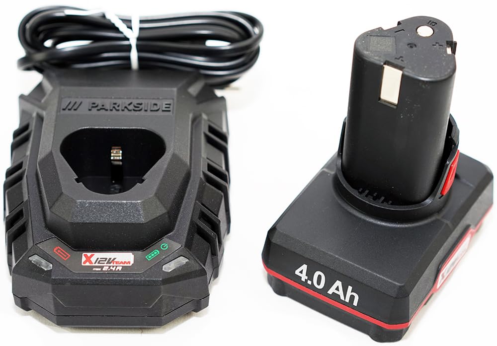 Parkside - Pacco batteria PAPK 12 V + 1 caricabatterie 2,4 A PLGK 12 A3 – Batteria per utensili (batteria da 4 Ah + caricabatterie)