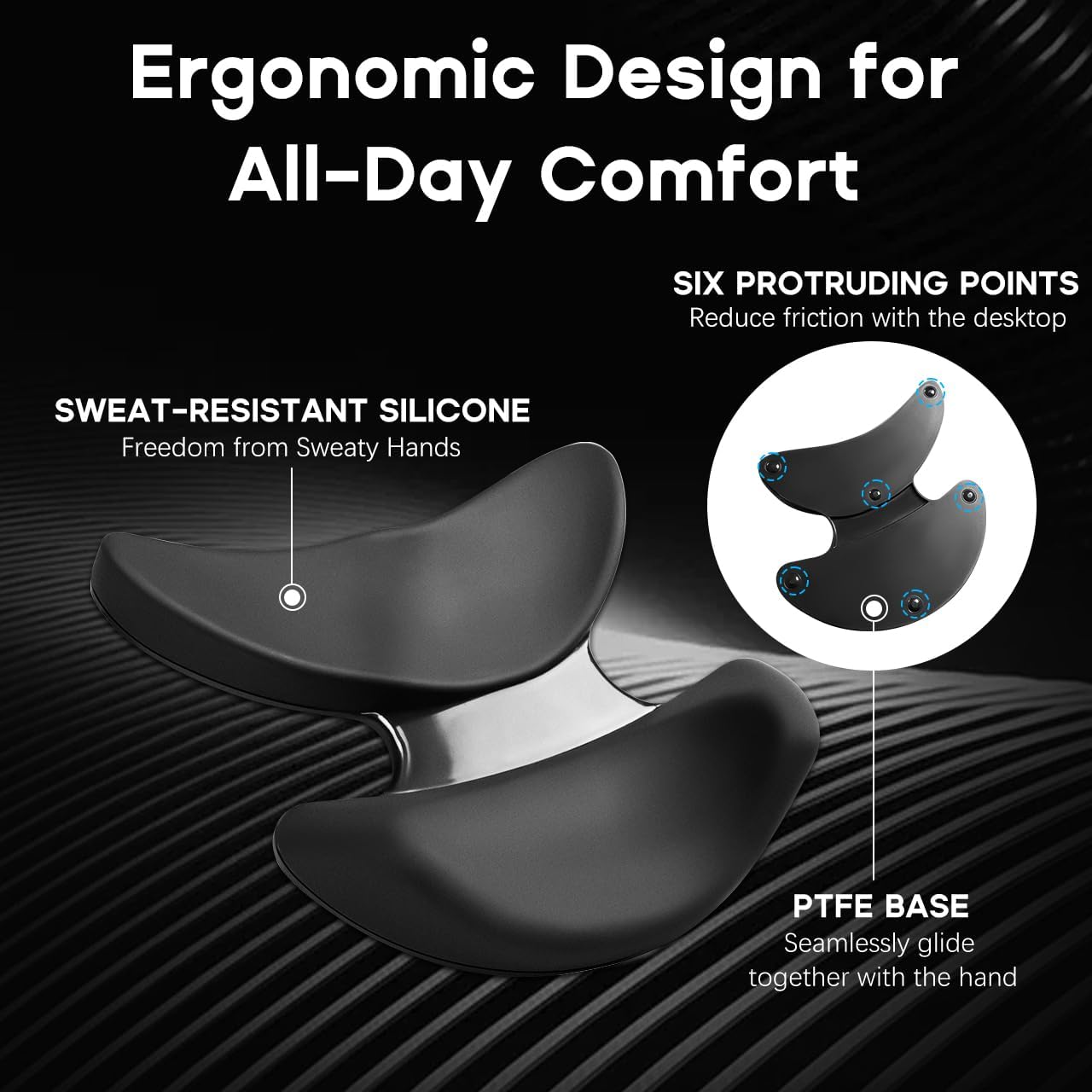 Ergonomic Wrist Rest for Mouse, Right-Handed Truly Mouse Wrist Support, Smooth-Glide, Comfortable Curved Design for Gaming, Office, Computer, Laptop - Black - Image 3