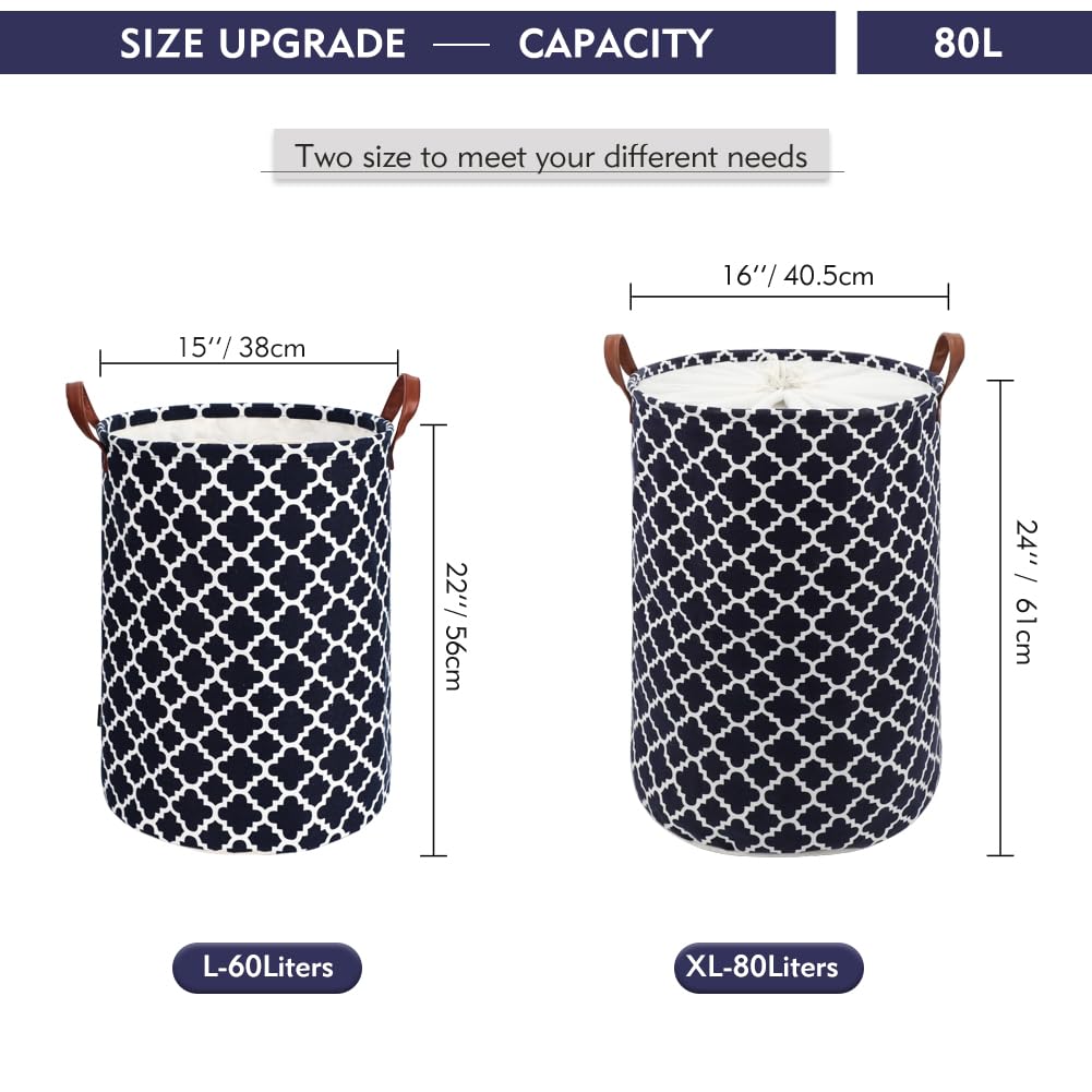 Maxsilan 80L X-Large Laundry Basket with Drawstring, Collapsible Laundry Hamper with Handle - Image 3