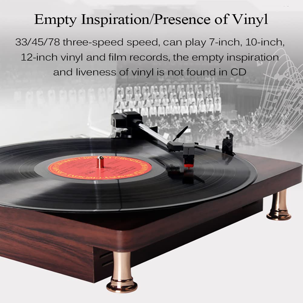 KANBUN Grammofono Giradischi Bluetooth Giradischi a 3 velocità Altoparlanti Stereo integrati Ingresso Aux-in Uscita Digitale USB Testina Magnetica Adatta per Dischi in Vinile da 7" 10" 12"
