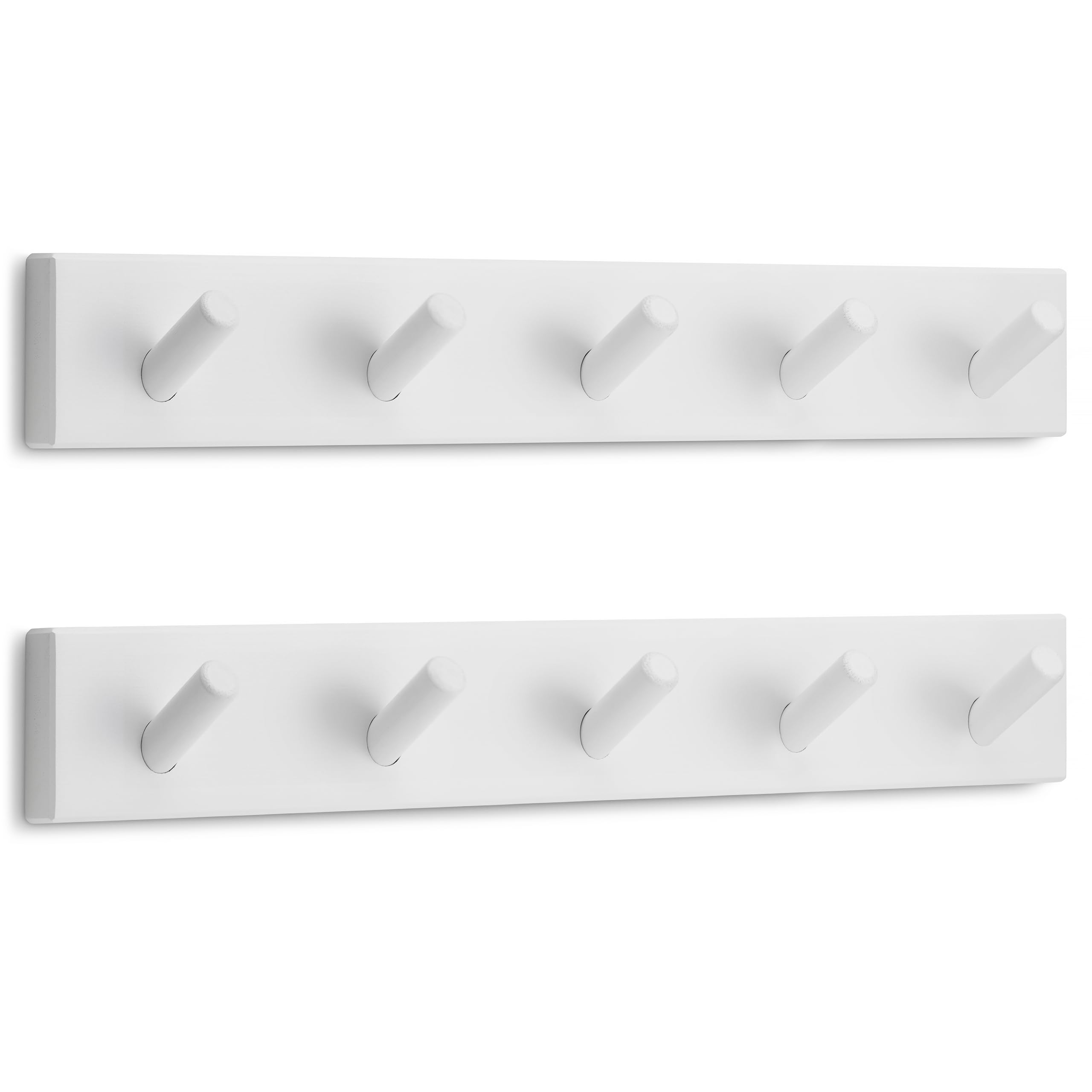 LARHN Perchero Pared Blanco (2 uds.) - 5 Colgadores - 43 cm - Percheros Pared de Diseño para Recibidores, Entradas, Dormitorios Modernos, Habitaciones Infantiles y Baños