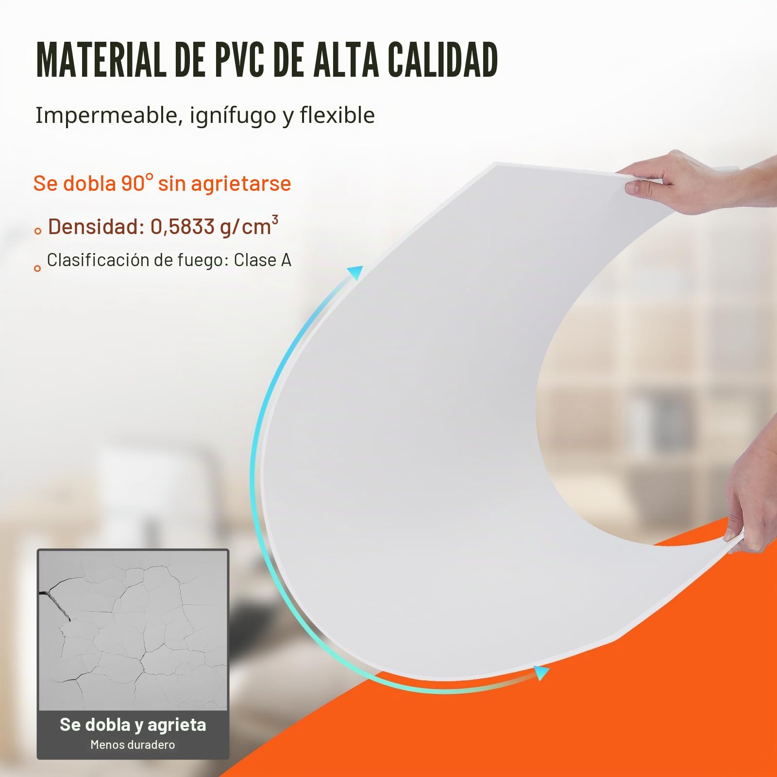 VEVOR Paneles de Techo de Poliestireno 12 Piezas Paneles de Techo de Plástico para Pegar 603x603 mm Instalación Fácil Revestimiento de Techo de Sótano para Decoración del Hogar, Oficina, Blanco