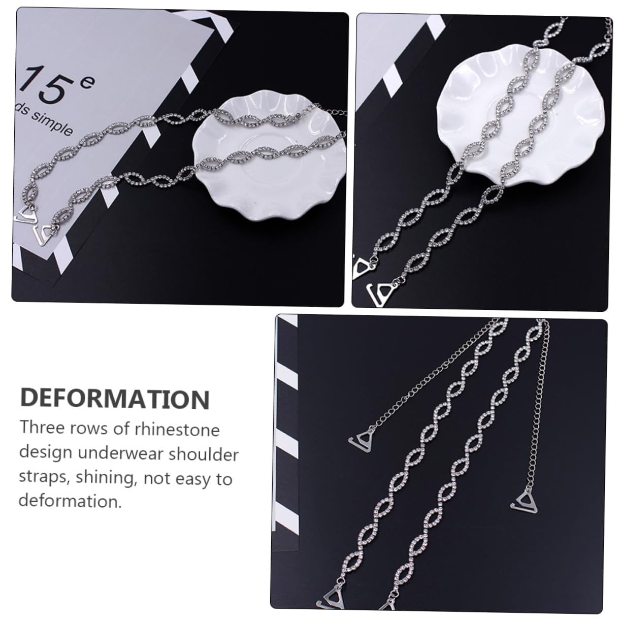 BESTYASH -Palabra Correa De Hombro De Diamantes De Imitación Correa De Sujetador De Diamantes De Imitación Correas De Sujetador Extraíbles Joyería Sujetador Invisible Cinturón