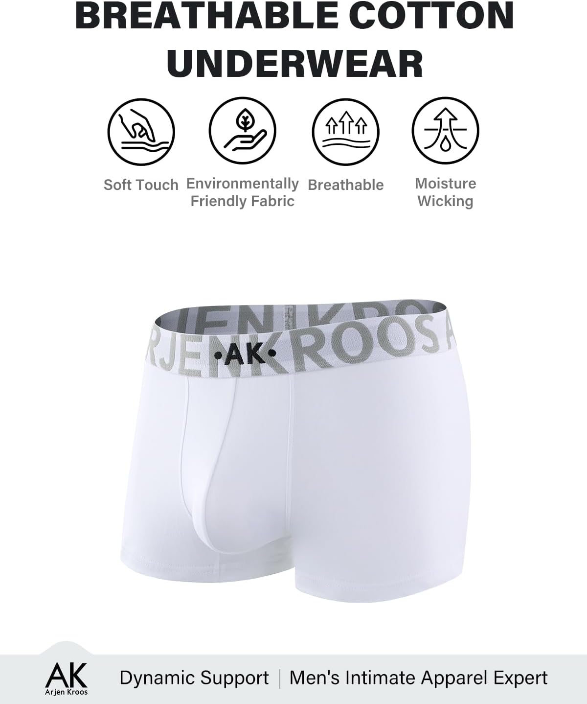 Arjen Kroos Breathable Cotton Underwear for Men 4 Pack Moisture Wicking Anti-Roll Trunks Underpants with Plush Waistband - Image 6