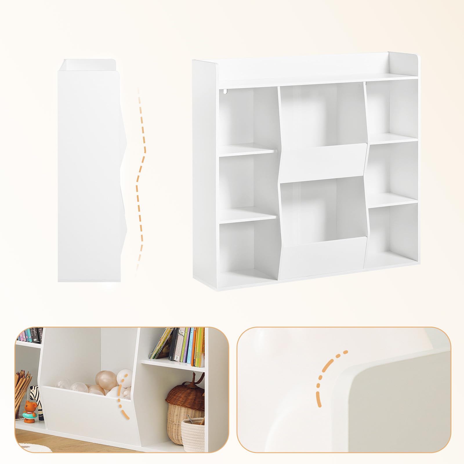 SoBuy Bücherregal KMB53, mit 2 Stoffboxen Kinderregal mit Rollen Kinder Aufbewah