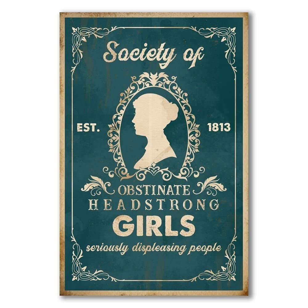 New Metal Tin Sign Society of Obstinate Headstrong Girls Seriously Metal Sign Vintage Movie Tin Plaque Signs Retro Wall Decor Aluminum Poster Sign Bar Cafe Video Store Garage Home Pub Beer 8X12 inch