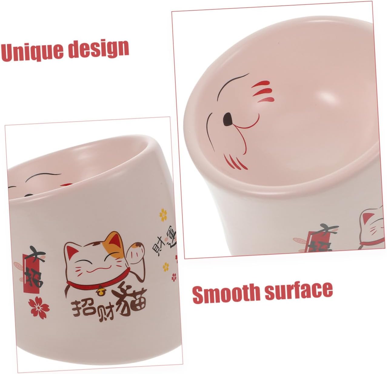 Ceramic Cat Bowl with Non-Slip Base, Pink Elevated Pet Feeding Dish for Cats and Kittens, Spill-Resistant Water and Food Feeder