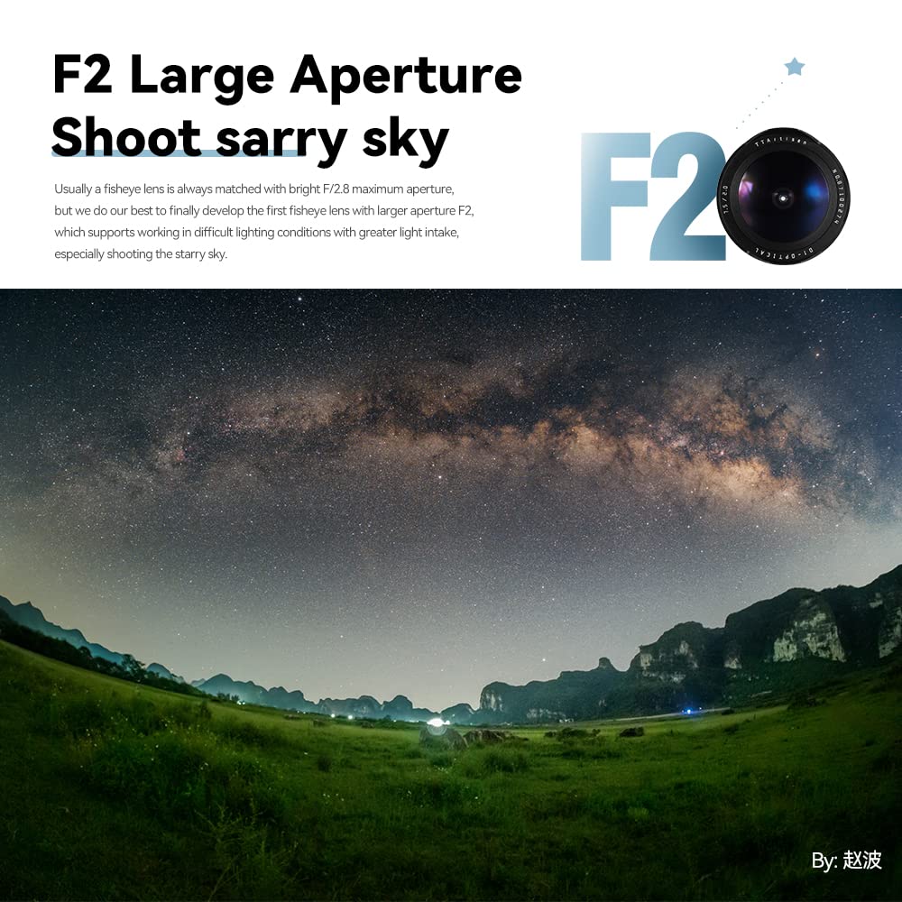 TTArtisan 7.5mm F2.0 APS-C Large Aperture Cameras Lens Fisheye Lens Compatible with Sony E Mount Camera A5000, A5100, A6000,A6100, A6300,A6400, A6500, A6600, NEX-3,NEX-3N, NEX-3R