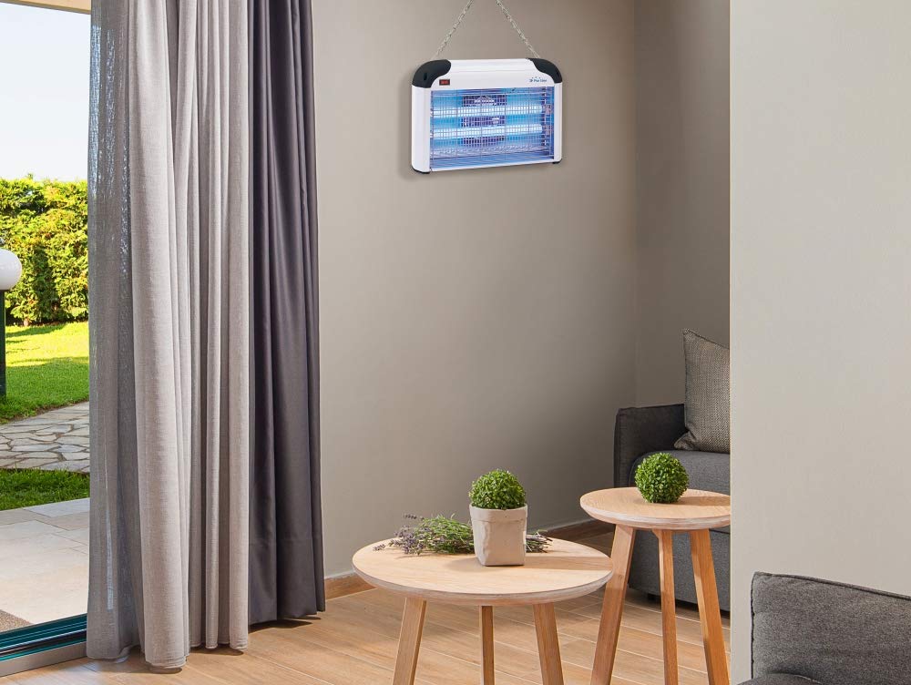 PURLINE Uccide insetti murale con luce ultravioletta da collocare a parete o soffitto, lampada UV 2 x 6 W, ideale per 50 m2 Consumo 20 W ZZAP Turbo 3