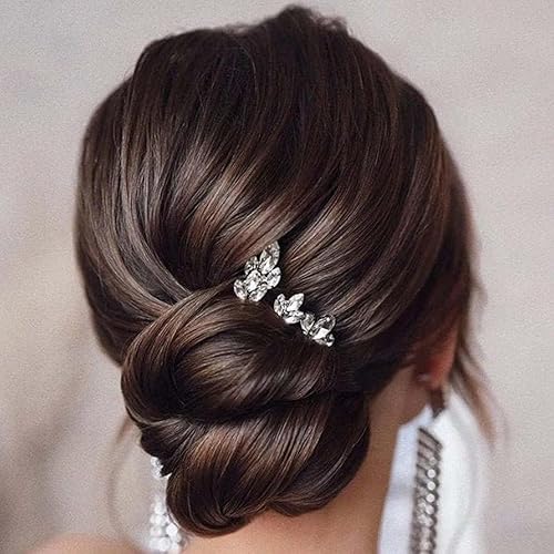 Cubahop Horquillas para el pelo de novia de boda, pinzas doradas para el cabello de cristal para novia, tocados de diamantes de imitación para