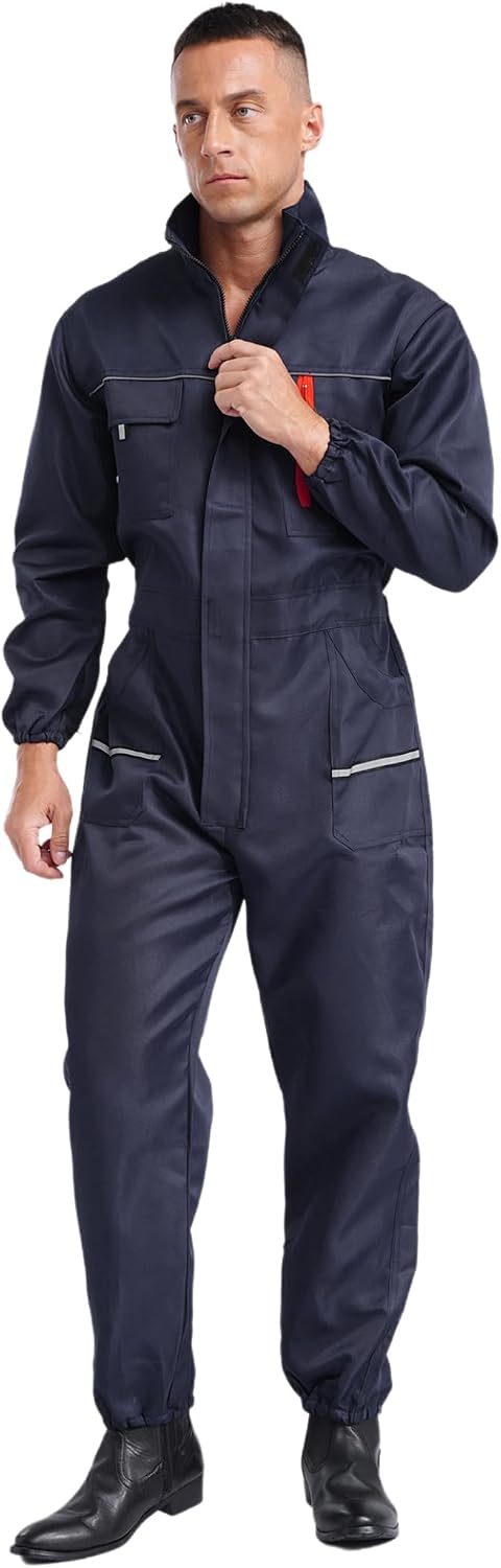 Work Coveralls for Men Long Sleeve Coveralls Reflective Safety Coveralls Mechanics Jumpsuits Overalls