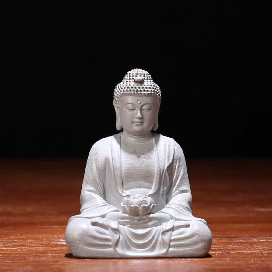 Wooden Sitting Gautama Buddha Statue On Lotus, Shakyamuni Meditating Buddha, Buddhist Figurines, Buddha Statue For Home Decor